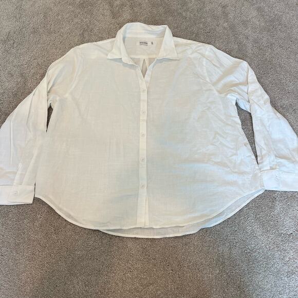 Saovere Women's Longsleeve White Button Down Cotton Linen Size XXL - Picture 6 of 8